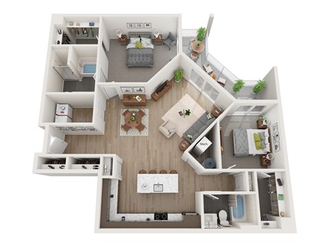 Floor plan for 2 beds, 2 baths, 1492 sqft